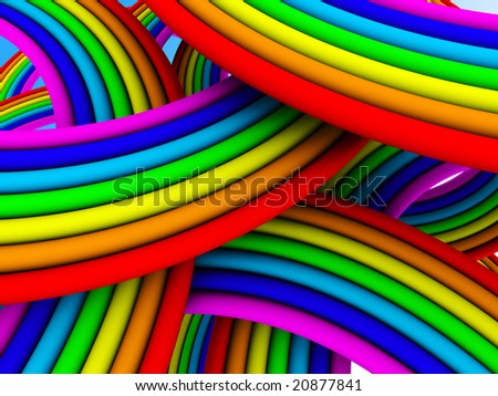 3d illustration of colorful rainbows background