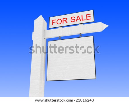 3d illustration of generic \'for sale\' sign closeup