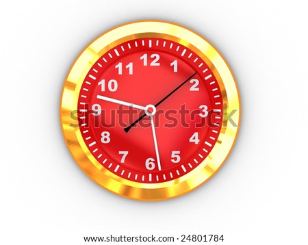 abstract 3d illustration of wall clock with golden border