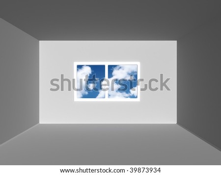 3d illustration of empty room with window