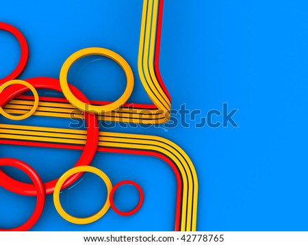 abstract 3d illustration of lines and circles ornament background