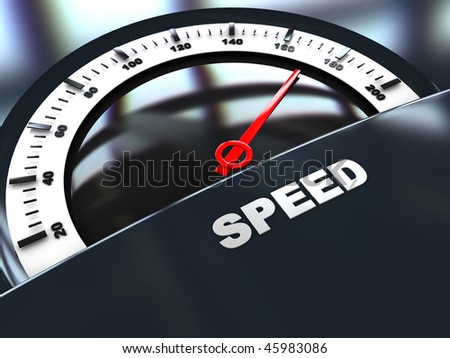 3d illustration of speed meter with \'speed\' caption on it