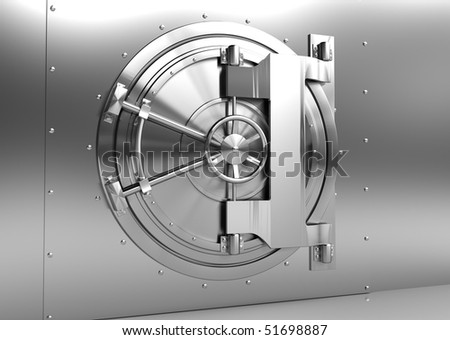 3d illustration of steel bank vaulted door