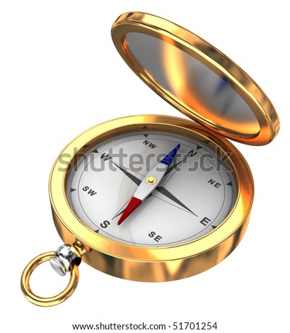 3d illustration of retro compass isolated over white background