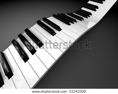 abstract 3d illustration of curved piano keyboard
