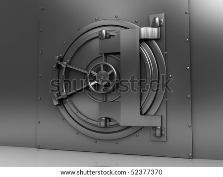 3d illustration of bank vault steel door