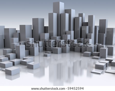 abstract 3d illustration of city buildings background
