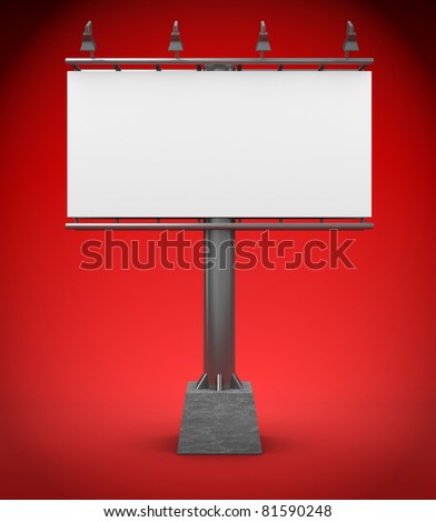 3d illustration of billboard presentation over red background