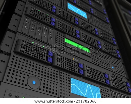 3d illustration of server stand closeup background render