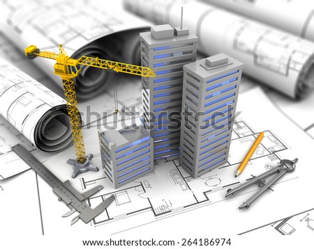 3d illustration of city construction and planning concept