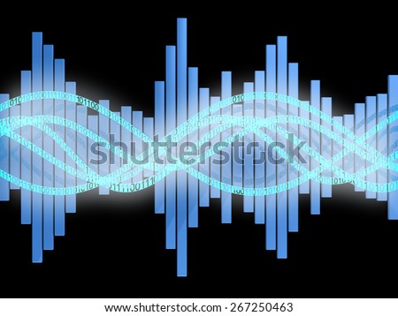 abstract 3d illustration of digital sound wave and spectrum