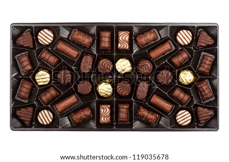 Box of chocolates box isolated on white background