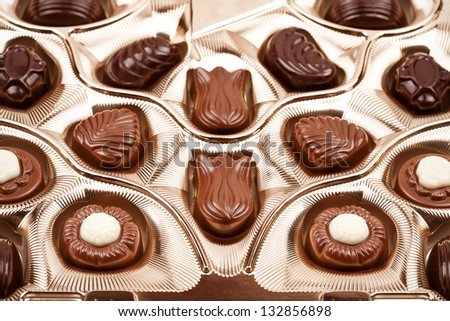 Close up shot of chocolates box
