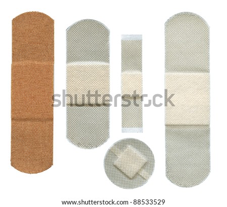 Set of first-aid plaster, isolated on white