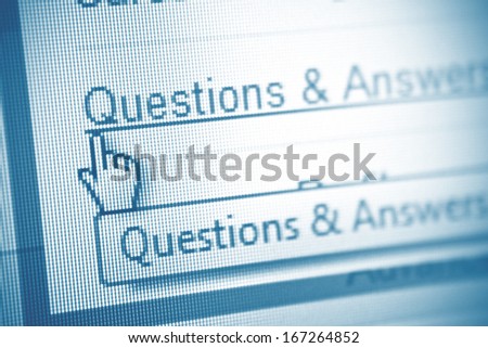 mouse pointing at the word question on computer screen