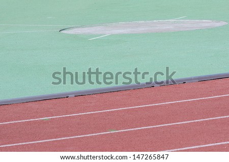 Athletics stadium. Area for throwing and running track.