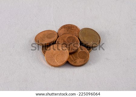 Ten coins of 1 Euro cent