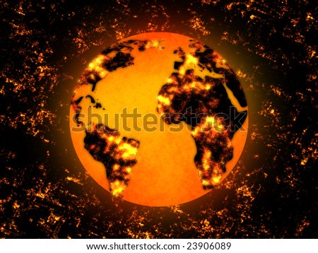 world globe on fire