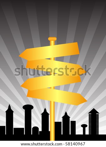 raster illustration direction sign city