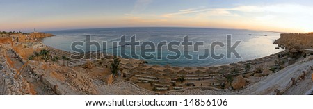 Panorama of an beach at the evening high resolution