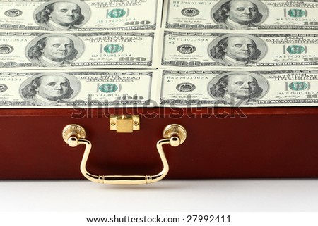 case with money closeup