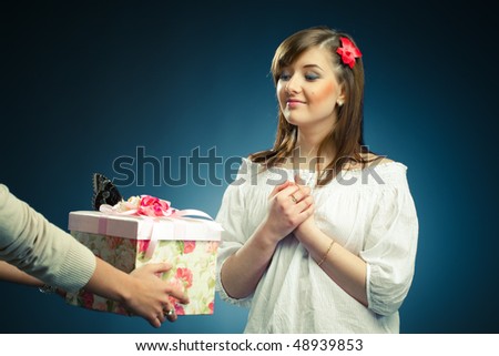 beautiful girl get a gift