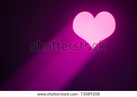 valentine heart projected with purple ray