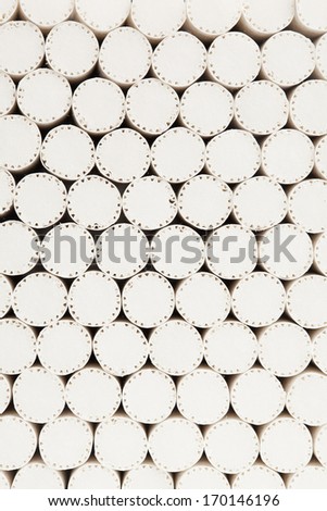 abstract white filters of cigarettes, closeup view