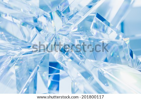 abstract blue background of crystal refractions