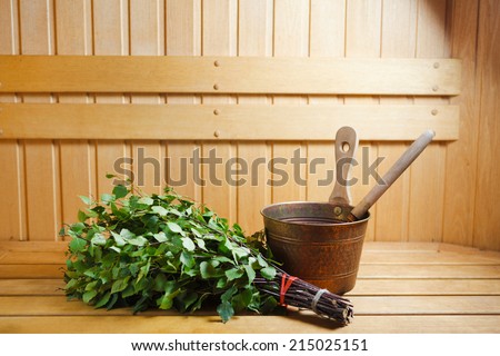 bunch of green birch twigs in sauna
