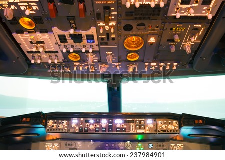 inside of homemade flight simulator cockpit