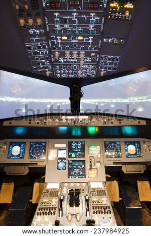 inside of homemade flight simulator cockpit