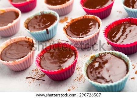 molten chocolate cakes are ready to be baked