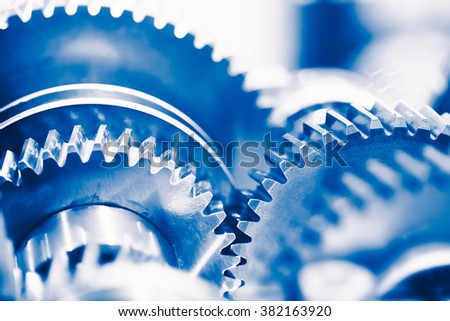 industry background with blue gear wheels