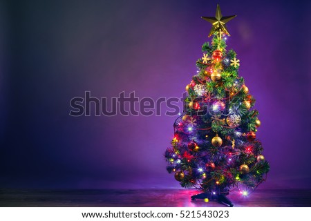 Christmas tree with lights garland