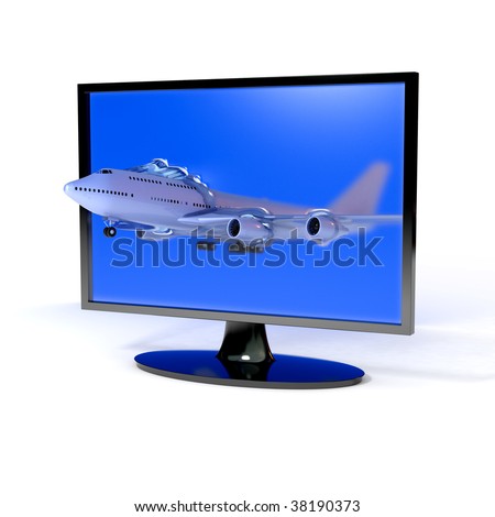 Airplane Flying Out from the Screen