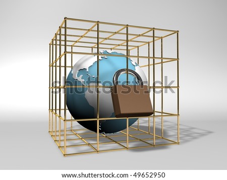 Globe in a golden cage