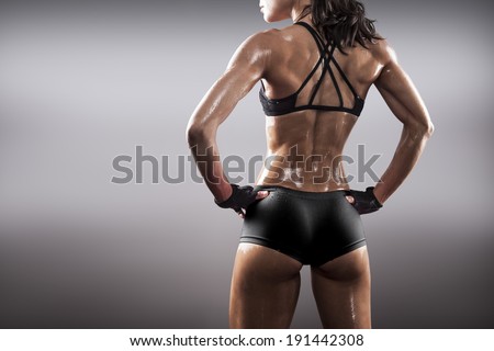 beautiful fitness woman  sweating