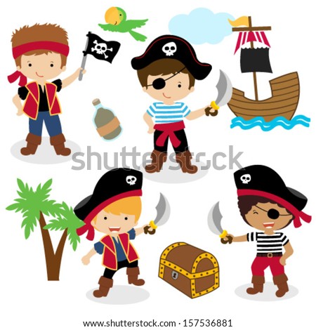 Vector Illustration of Children Pirates Vector Illustration of Children Pirates
