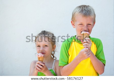 Children eating Ice Cream Cones