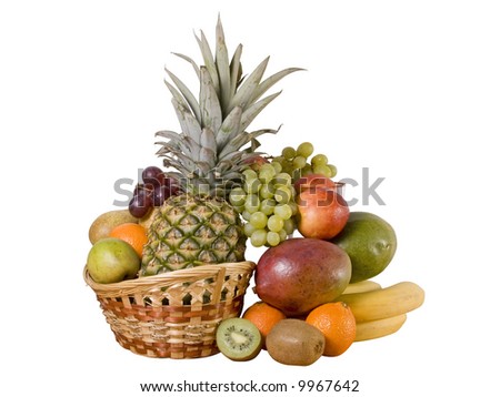 Still-life with fruits isolated on a white background. Clipping path included.