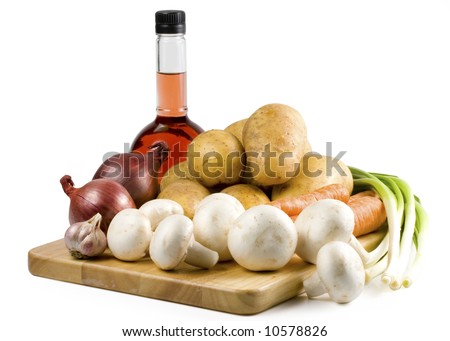 Still-life with vegetables isolated on a white background. Clipping path included.
