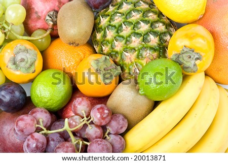 Still-life with fruits on a white background