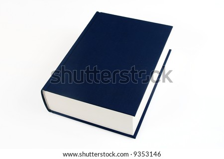 single navy blue book over white background