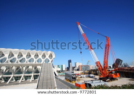 new construction site over blue sky of Valencia