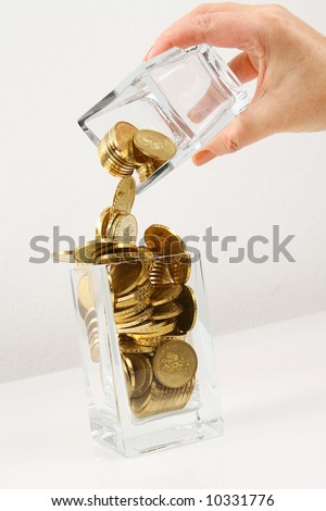 concept of money transfer from one account to another - stock photo