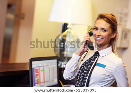 Picture of pretty receptionist at work