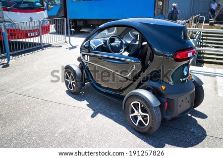 Hong Kong, China July 30, 2013 : Renault Twizy Electronic Car test drive on July 30 2013 in Hong Kong.
