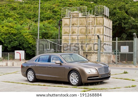 Hong Kong, China Aug 6, 2013 : Bentley The New Flying Spur 2013 Model test drive on Aug 6 2013 in Hong Kong.