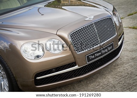 Hong Kong, China Aug 6, 2013 : Bentley The New Flying Spur 2013 Model test drive on Aug 6 2013 in Hong Kong.
